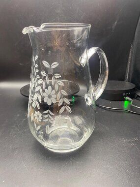 EAPG Etched Pitcher with Wavy Pour Spout